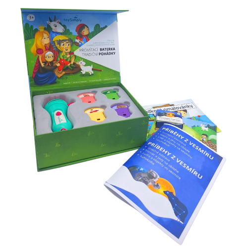 SADA Detská premietacia baterka  4 rozprávky a 4 príbehy