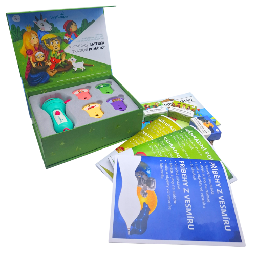 SADA Detská premietacia baterka  12 rozprávok a 4 príbehy