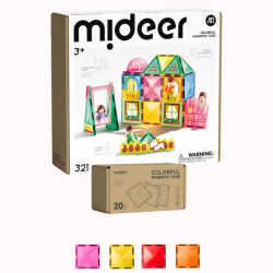 SADA Stavebnica Naša rodina 32 ks + Magnetické dieliky teplé farby CELKOM 52 ks