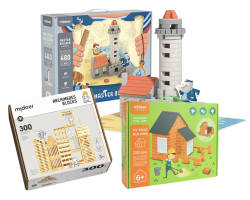 Malý architekt – stavebnice 3 v 1 (dom, maják, drevené kocky)