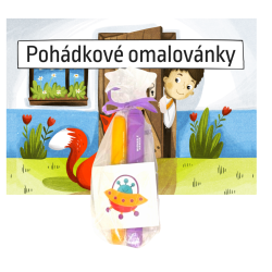 Darčekový balíček - fixka, voskovka, tetovačka a omaľovánky - 4 ks